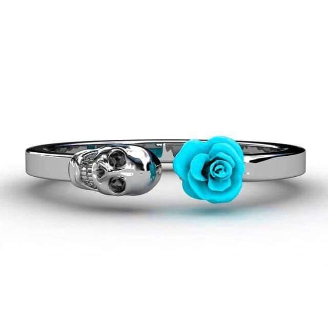 Fashion Skull Stainless Steel Red Rose Ring - Image 4