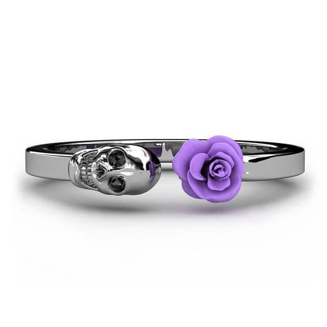 Fashion Skull Stainless Steel Red Rose Ring - Image 3