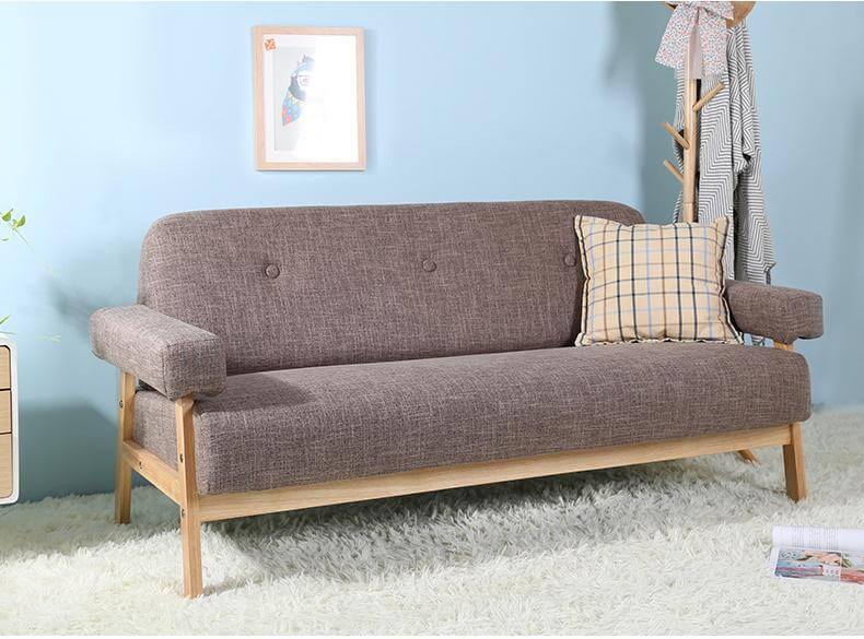 Mid Century Modern Colorful Linen Fabric Sofa Couch - Image 0