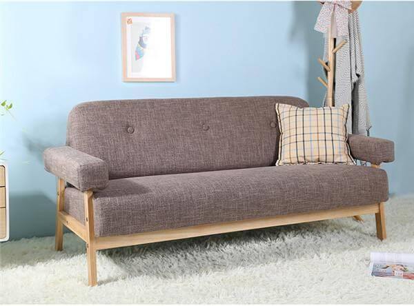 Mid Century Modern Colorful Linen Fabric Sofa Couch - Image 1