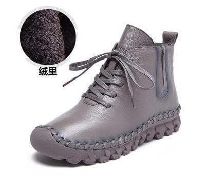 Casual Low Round Toe Leather Winter Shoes - Image 6