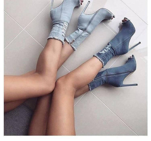 Charming Cute Women Jean High Heels - Image 0