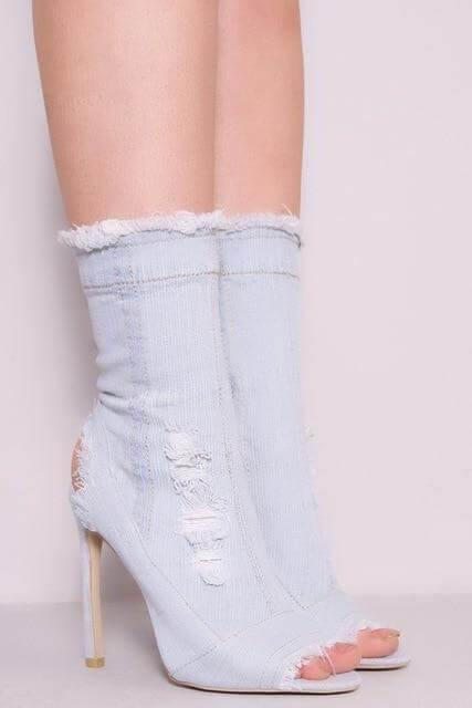 Charming Cute Women Jean High Heels - Image 2