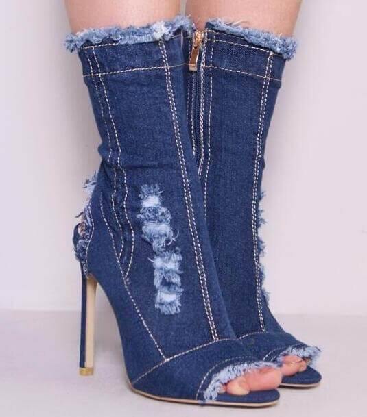 Charming Cute Women Jean High Heels - Image 5