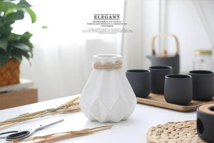 Modern Europe Brief Matt Diamond Porcelain Ceramic Vase - Image 10