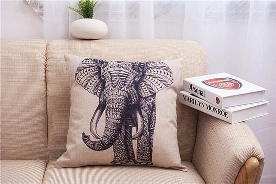 Elegant Elephant Printed Decorative Pillow Cases - Image 1