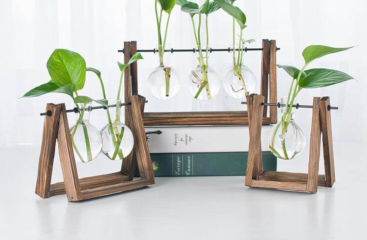 Decorative Wooden Vase With Wooden Tray - Image 9