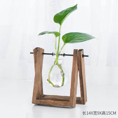 Decorative Wooden Vase With Wooden Tray - Image 3