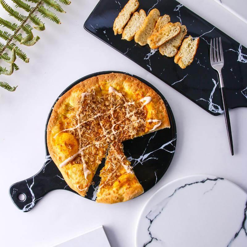 Luxury Ceramic Creative Marble Stripe Large Pizza Plate - Image 0