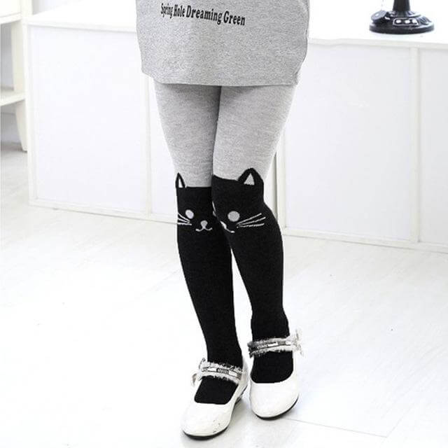 Cartoon Cat Printed Cotton Pantyhose - Image 7