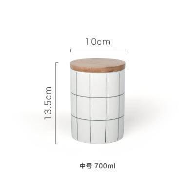 Ceramic Bamboo Cover Kitchen Food Container - Image 1