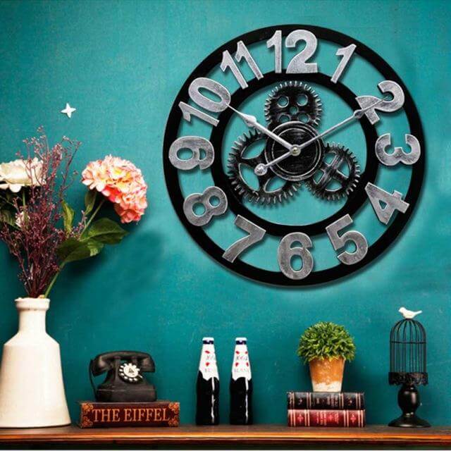 Handmade Oversized 3D Retro Decorative Wall Clock - Image 1