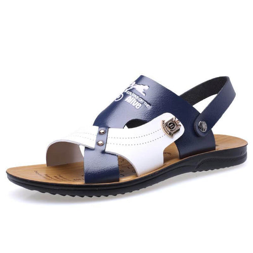 Summer Fashion Men Beach Slippers Breathable Leather - Image 0