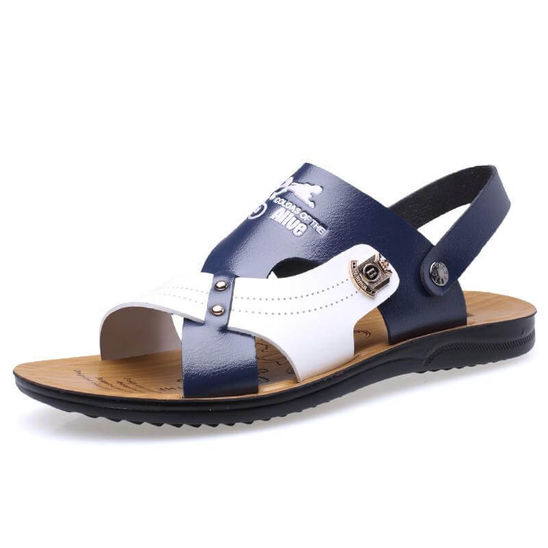 Summer Fashion Men Beach Slippers Breathable Leather - Image 0