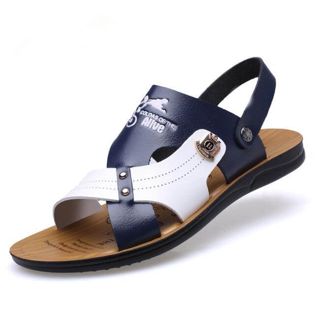 Summer Fashion Men Beach Slippers Breathable Leather - Image 1