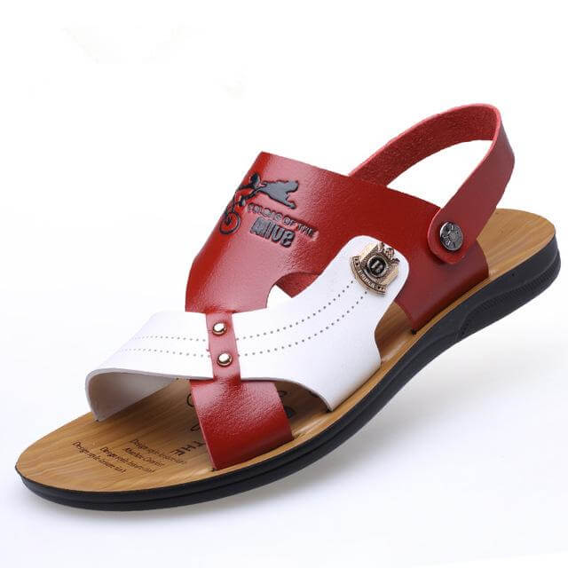 Summer Fashion Men Beach Slippers Breathable Leather - Image 2