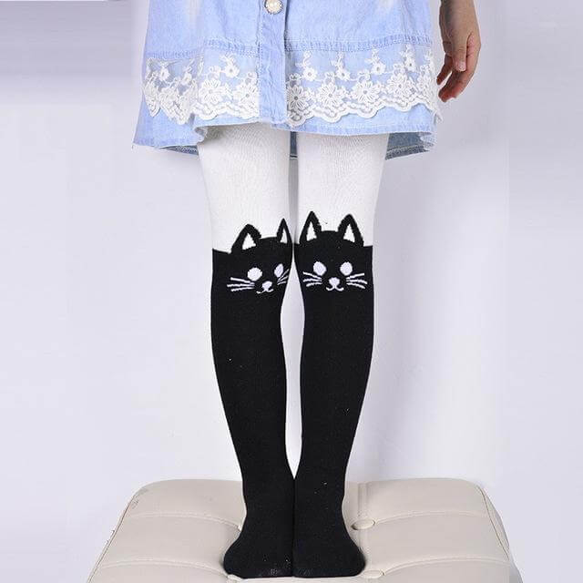 Cartoon Cat Printed Cotton Pantyhose - Image 5