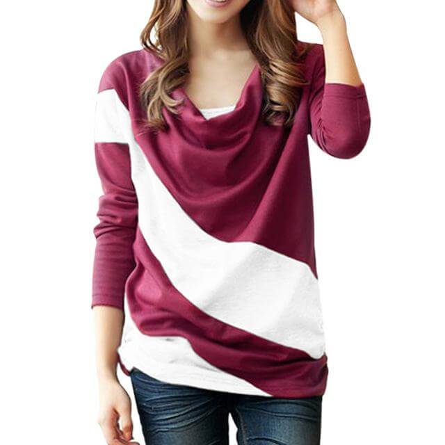 Stylish Polo Autumn Long Sleeve Blouse - Image 2