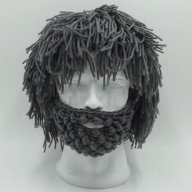 Handmade Knitted Men Winter Hat Mustache - Image 1