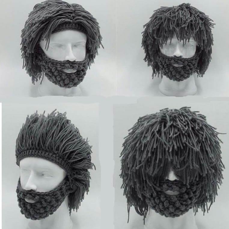 Handmade Knitted Men Winter Hat Mustache - Image 2