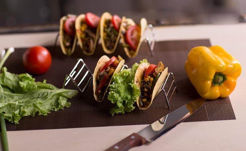 2pcs Metal Taco Holder Stand with Non-Slip Mat - Image 0