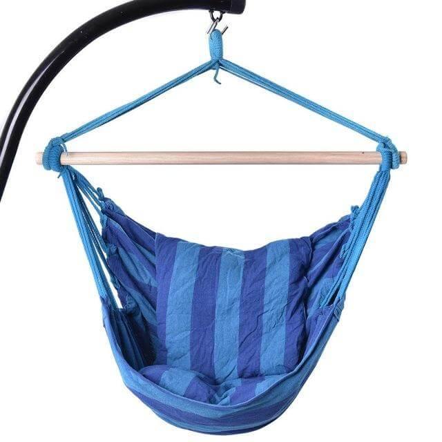 Garden Hammock Patio Porch Hanging Cotton Rope Swing Chair - Image 1