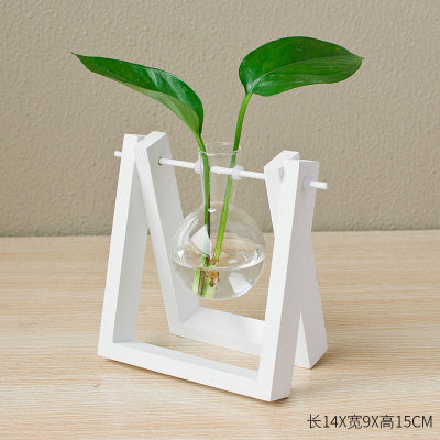 Decorative Wooden Vase With Wooden Tray - Image 1