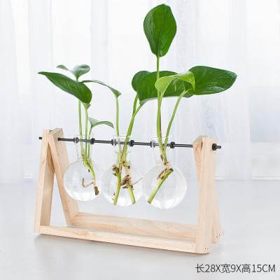 Decorative Wooden Vase With Wooden Tray - Image 2
