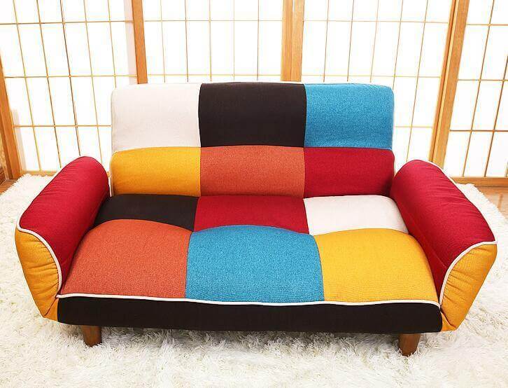 Modern Adjustable Sofa and Loveseat in Colorful Line Fabric - Image 6