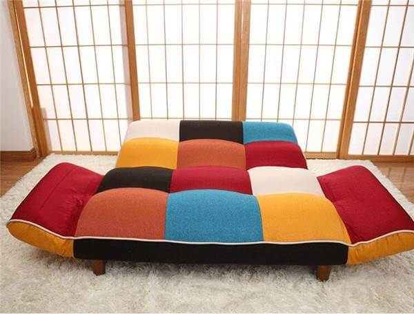 Modern Adjustable Sofa and Loveseat in Colorful Line Fabric - Image 5