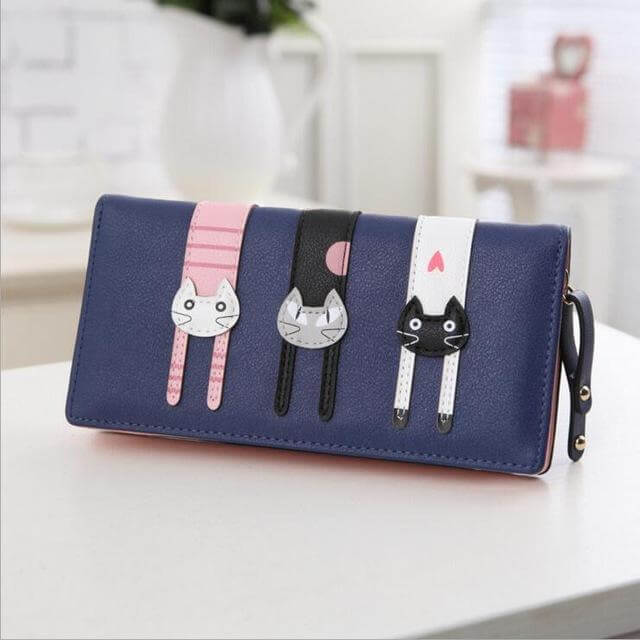 Modern Cat Stitching Zipper Wallet - Image 1