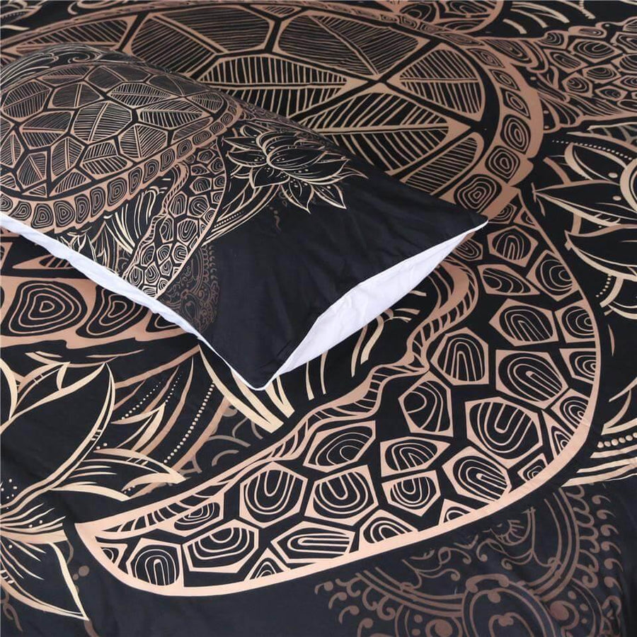 Luxury Turtles Golden Tortoise Comfortable Duvet Cover Bedding Set - Image 2