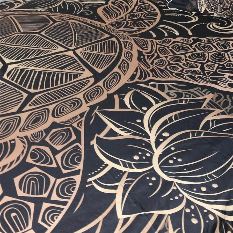 Luxury Turtles Golden Tortoise Comfortable Duvet Cover Bedding Set - Image 3