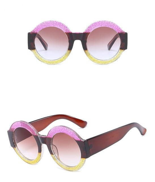 Designer Red Green Black Circle Sun Glasses - Image 5