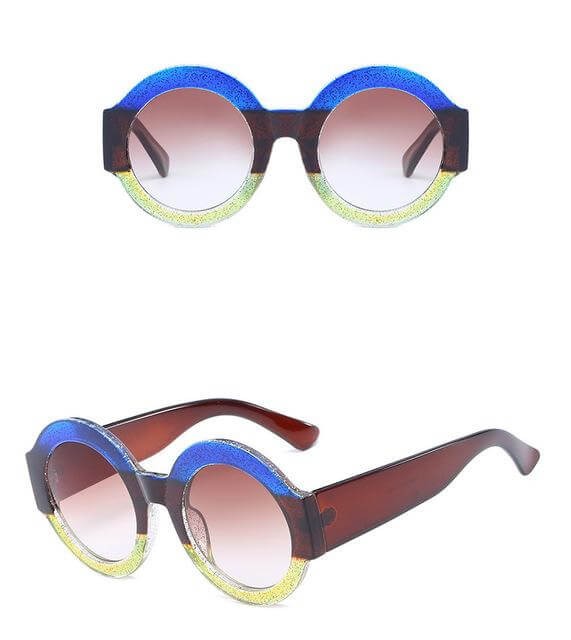 Designer Red Green Black Circle Sun Glasses - Image 8