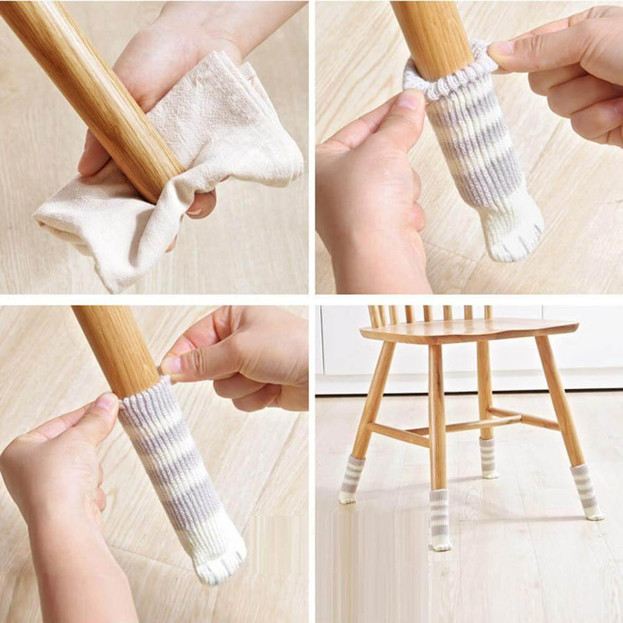 Lovely 4Pcs Cat feet Chair Leg Covers Floor Protectors - Image 0