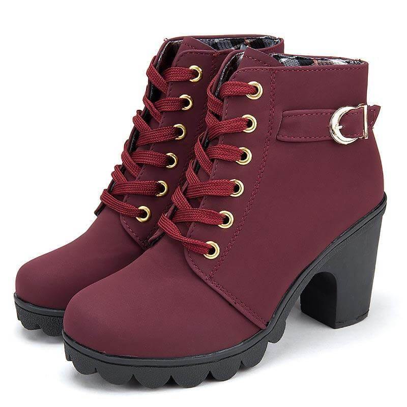 Real Leather High Heels Women Winter Shoes - Image 2