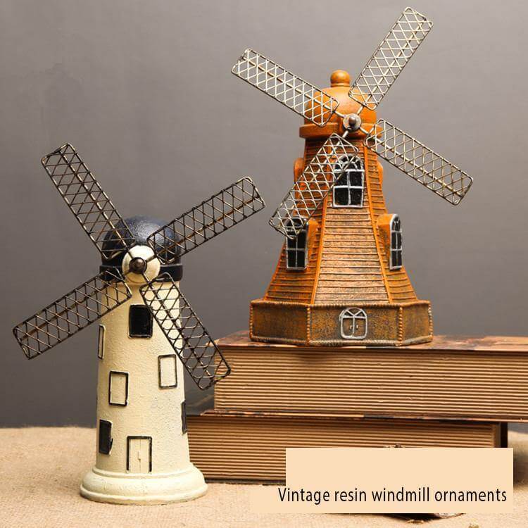 4 Colors Vintage Resin Windmill Ornaments Piggy Banks - Image 6