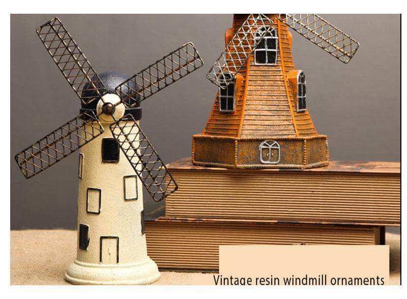 4 Colors Vintage Resin Windmill Ornaments Piggy Banks - Image 8