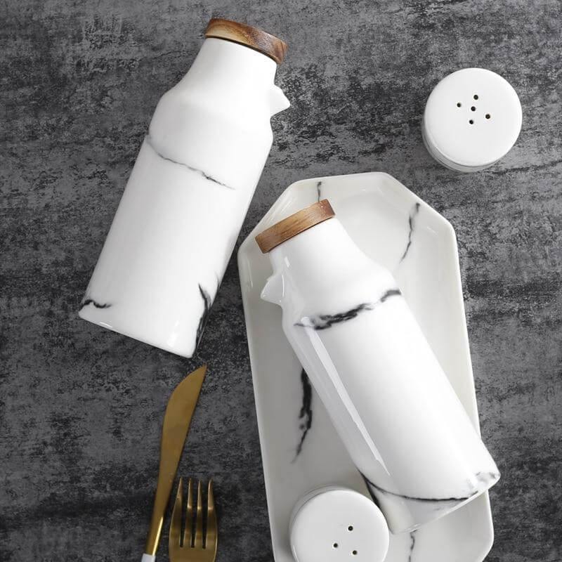 Ceramic Salt And Pepper Oil Bottle Set - Image 1