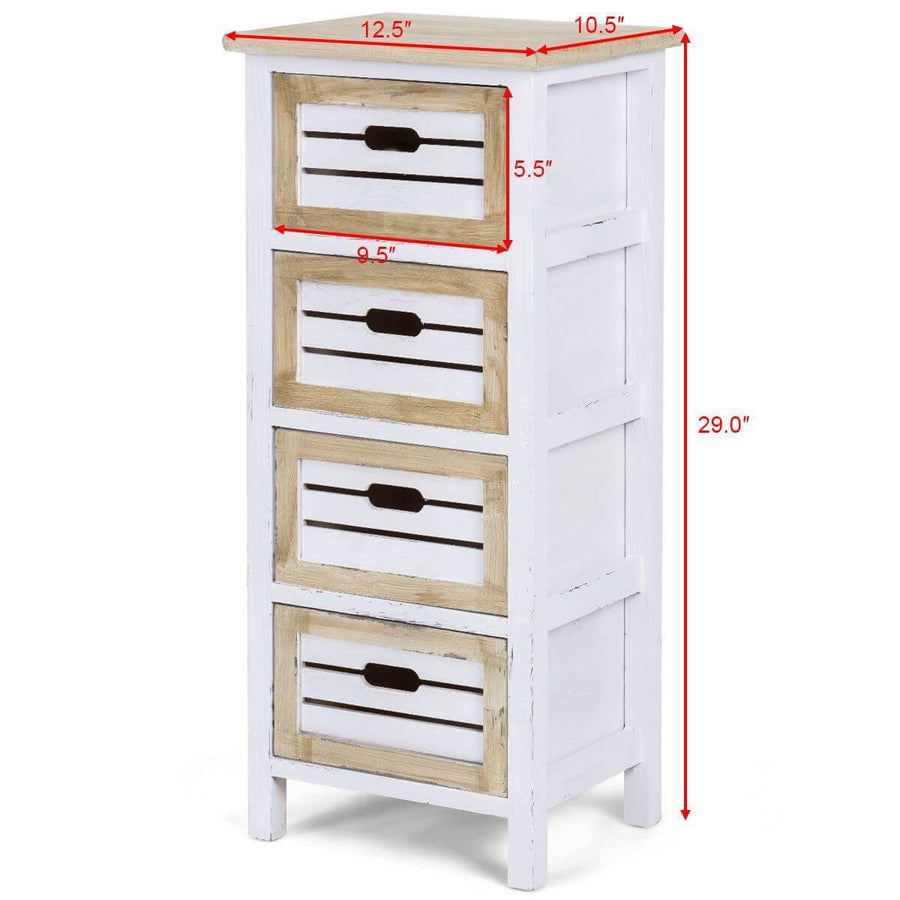 Modern Wooden Bedside Table Nightstand with 4 Drawers - Image 3