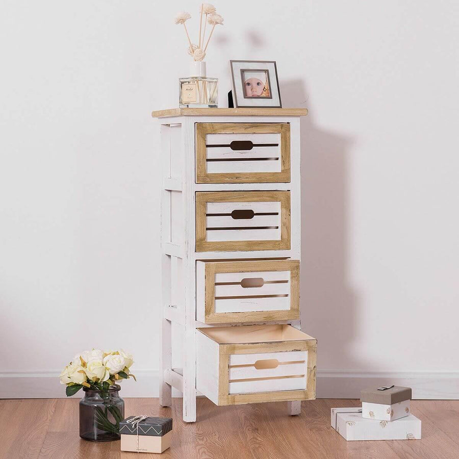 Modern Wooden Bedside Table Nightstand with 4 Drawers - Image 2