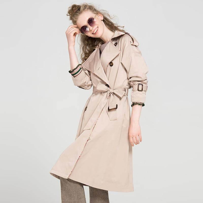 Autumn Fashion Modern Turn Down Collar Double Casual Long Trench - Image 1