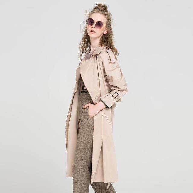 Autumn Fashion Modern Turn Down Collar Double Casual Long Trench - Image 0