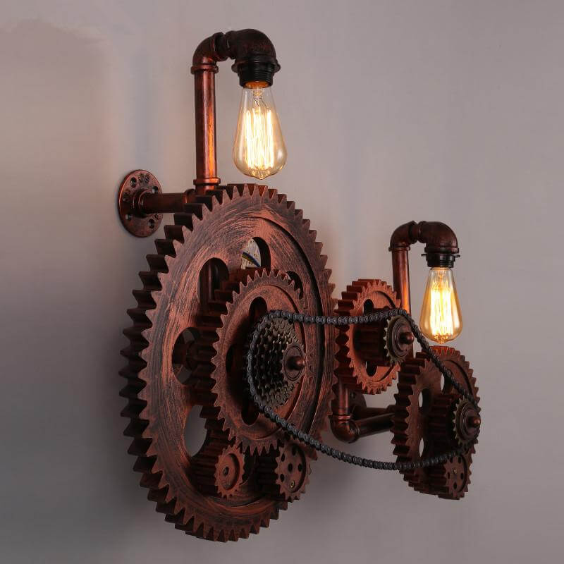 Loft Style Industrial Creative Wood Gear Vintage Wall Light - Image 3