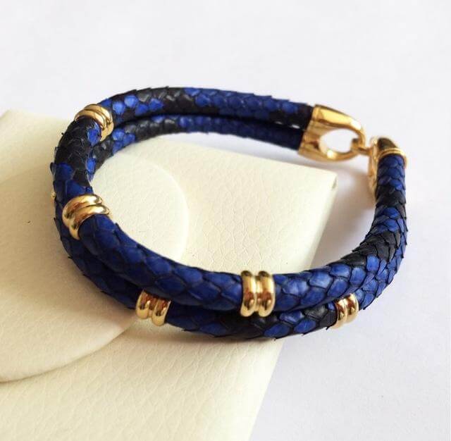 Black Python Skin Leather Bracelets - Image 10