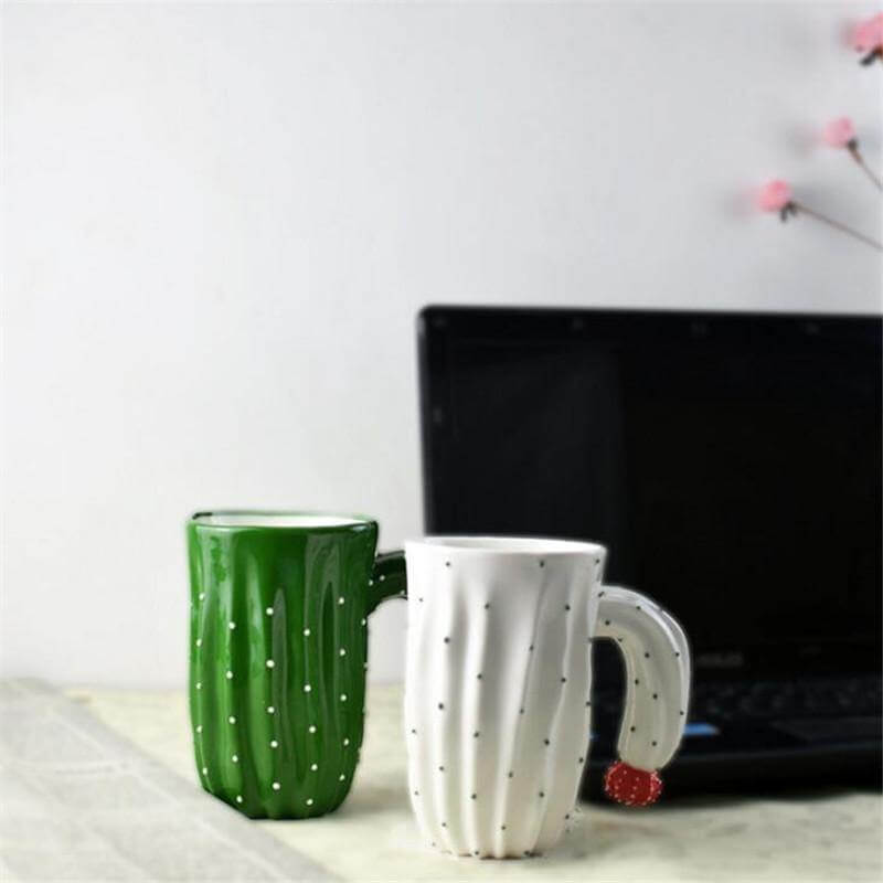 3D Cactus Style Ceramic Coffee Mugs - Image 1