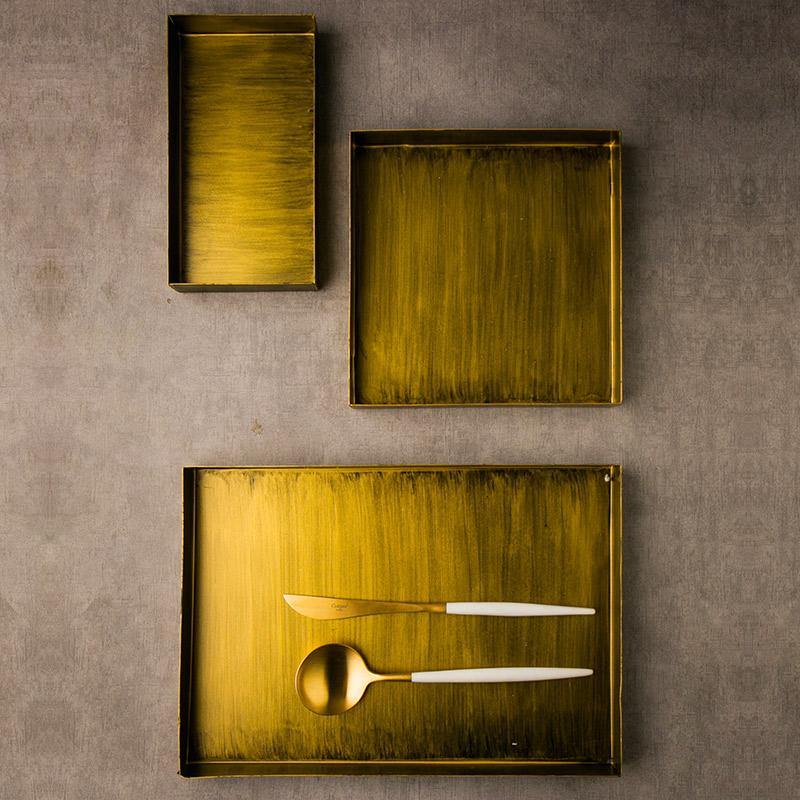 Luxury Gold Color Metal Serving Trays - Image 0