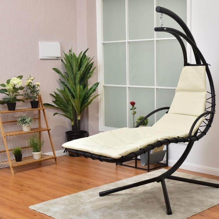 Hanging Chaise Lounger Chair Arc Stand Swing Hammock - Image 2