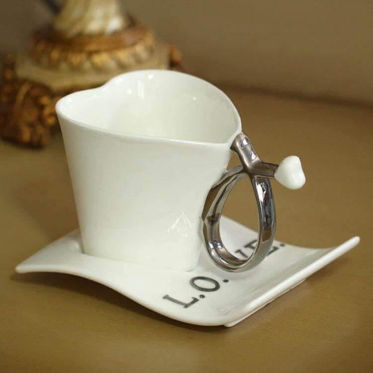 Heart Shaped Cute Ceramic Coffee Mug - Image 1